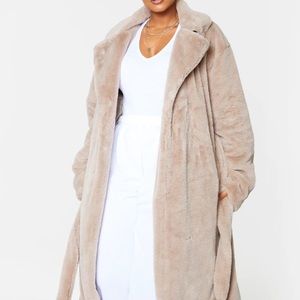 Floor length faux fur jacket